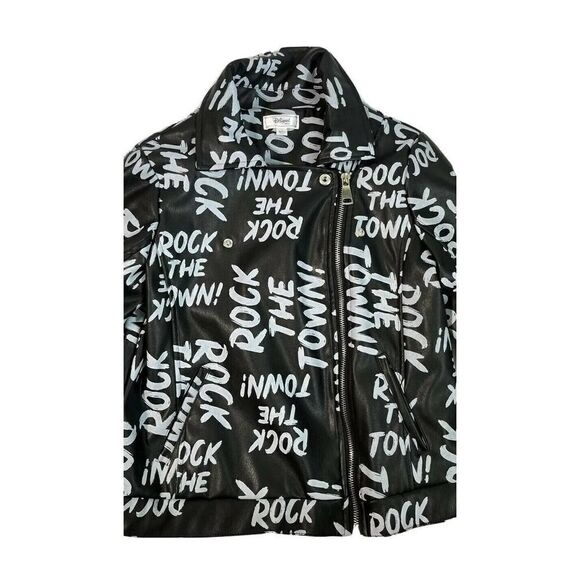 Disney D-Signed Girls Large Black Moto Faux Leather Jacket Rock the Town - Picture 6 of 11